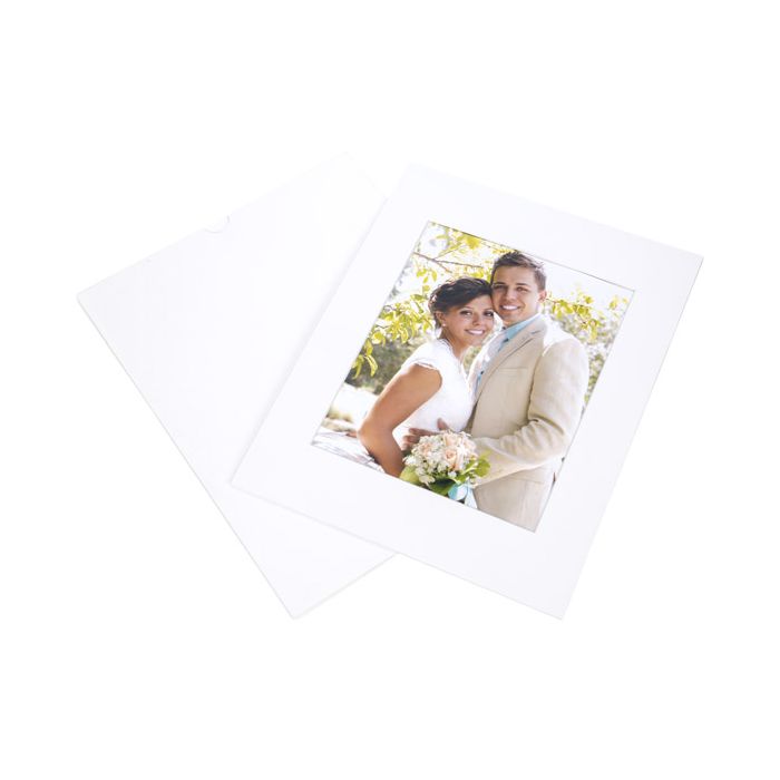 Passe-partout "slide in" 27.9x35.6cm bianco con finestra 19 x 24cm (10 pezzi) [MS40002]