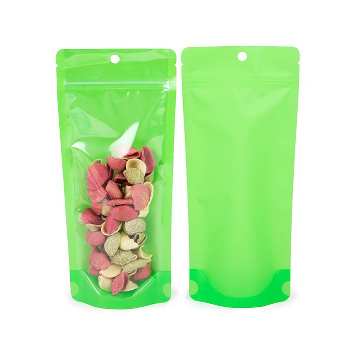 Buste doypack Neon Verde 10.8x6x23.8 cm con foro (100 pz) [ZBGN1NGR]