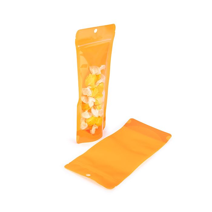 Buste doypack Neon Arancione 10.8x6x23.8 cm con foro (100 pz) [ZBGN1NOR]