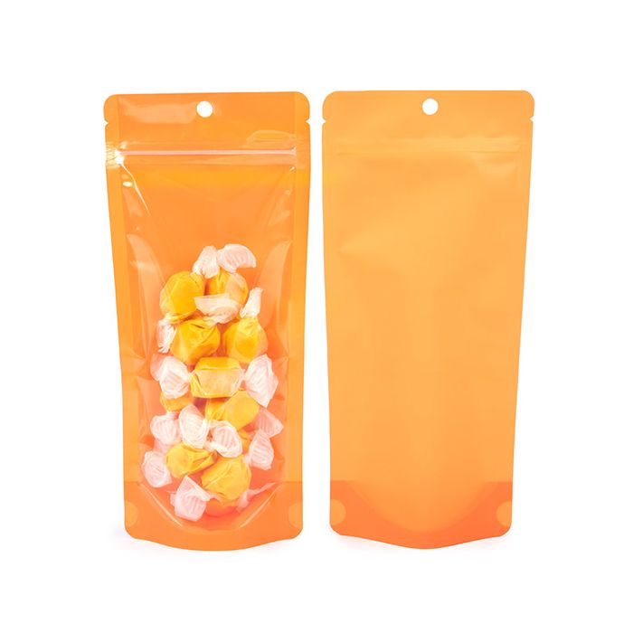 Buste doypack Neon Arancione 10.8x6x23.8 cm con foro (100 pz) [ZBGN1NOR]