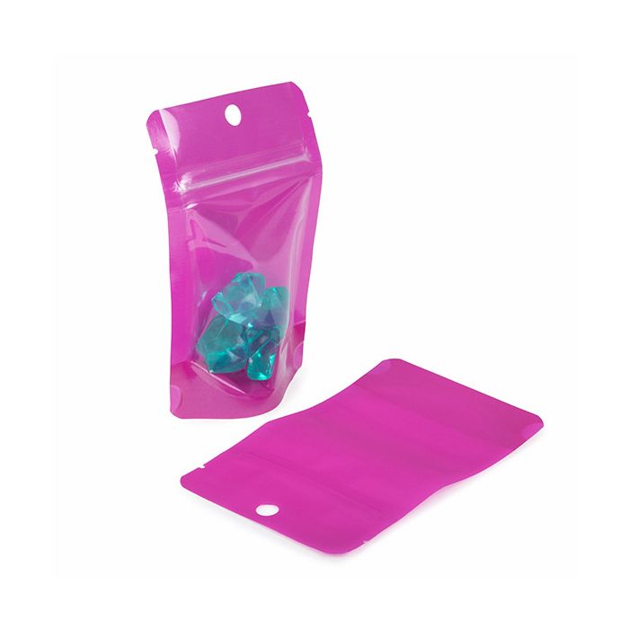 Buste doypack Neon Purple 7.9x5.1x13 cm con foro (100 pz) [ZBGN1PR]