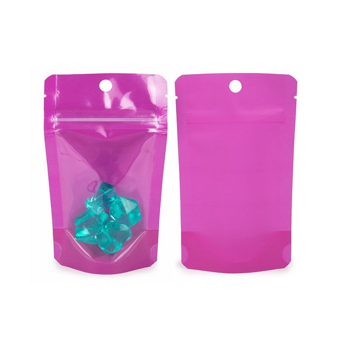 Buste doypack Neon Purple 7.9x5.1x13 cm con foro (100 pz) [ZBGN1PR]