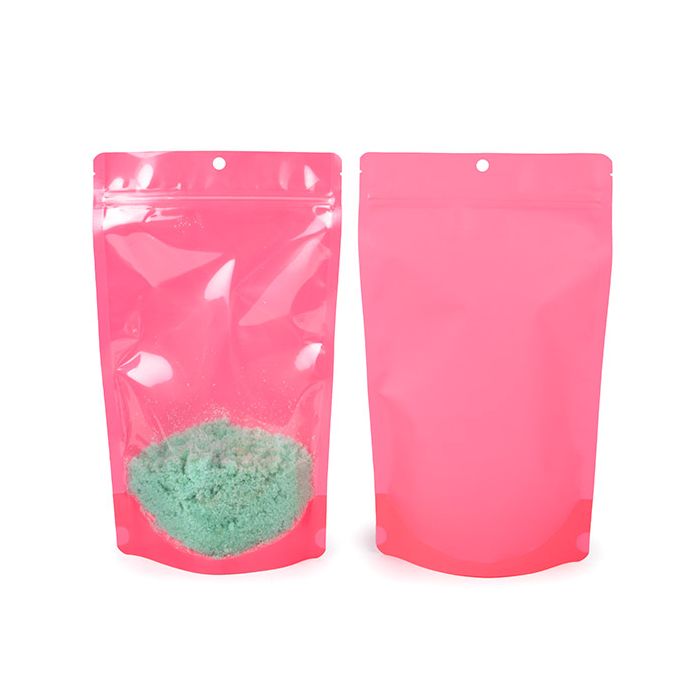 Buste doypack Neon rosa 17.1x8.9x28.6 cm con foro (100 pz) [ZBGN4PK]