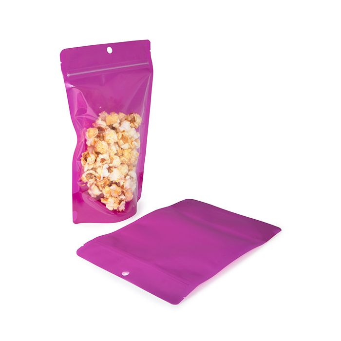 Buste doypack Neon Purple 14.9x8.9x23.2 cm con foro (100 pz) [ZBGN7PR]
