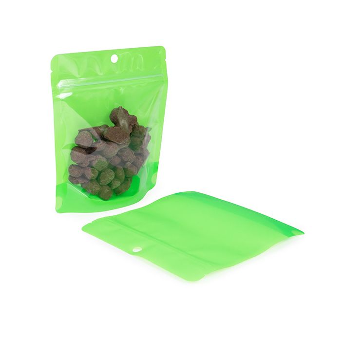 Buste doypack Neon Verde 15.9x6.4x14.6 cm con foro (100 pz) [ZBGNSHZGR]