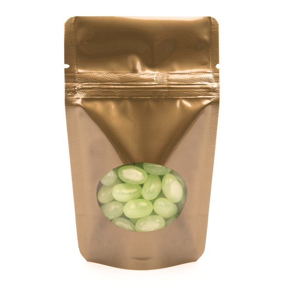 Buste doypack color bronzo con finestra ovale 8x5x13cm | 28 grammi (100 pezzi) [ZBGO1BZ]