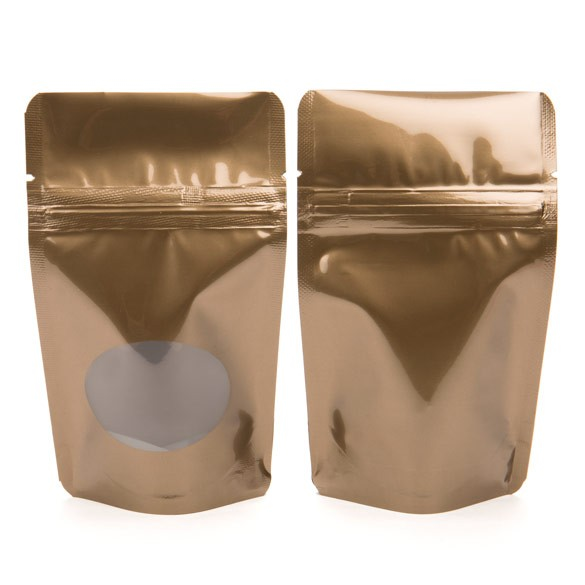 Buste doypack color bronzo con finestra ovale 8x5x13cm | 28 grammi (100 pezzi) [ZBGO1BZ]