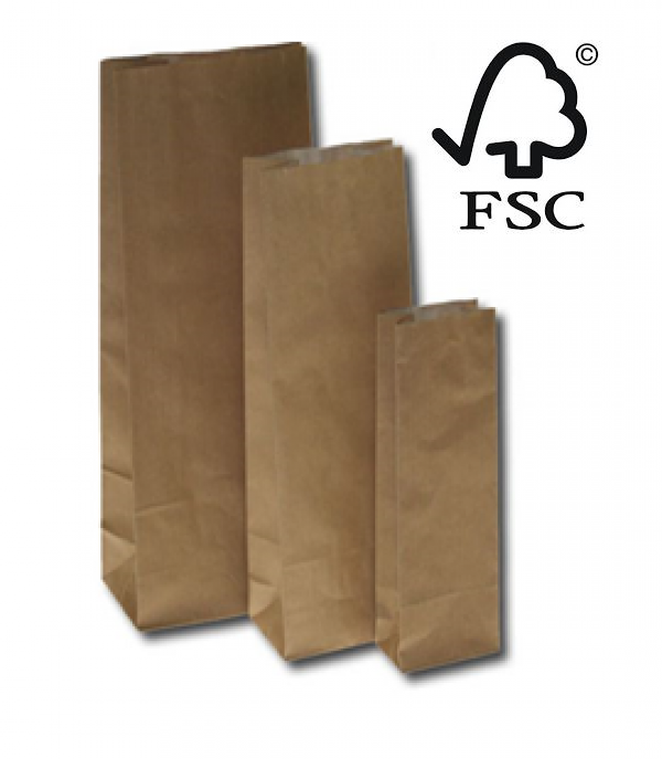 Block Bottom Bags Kraft Brown 6x3.3x17cm grease-proof lined 60 + 40 g/m²