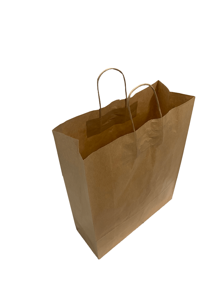 Shopper di carta marrone 32x12x41cm Kraft 100 grammi con manici cordino (50 pezzi) [PAMB3241]