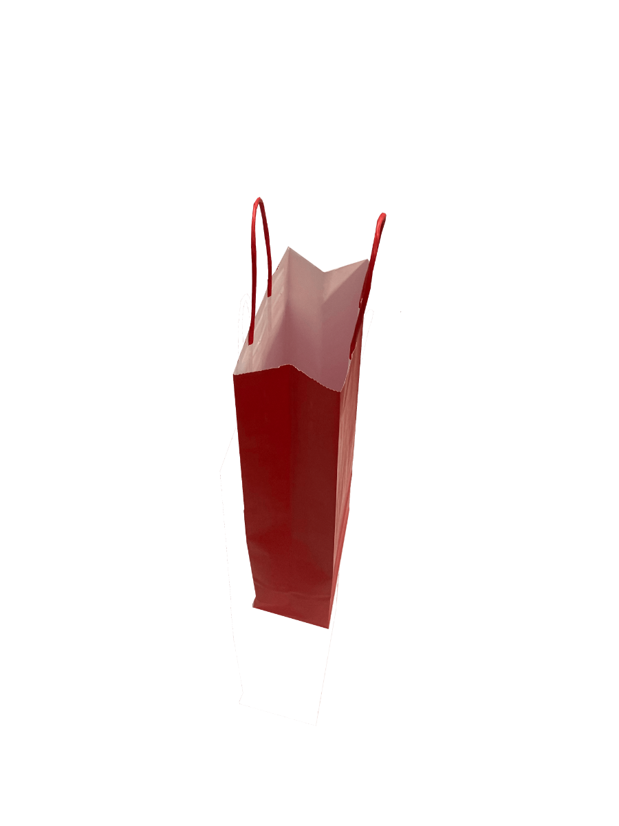 Shopper per bottiglie color rosso 14x8x39cm Kraft 110 g/m² (50 pezzi) [PAWF1439R]