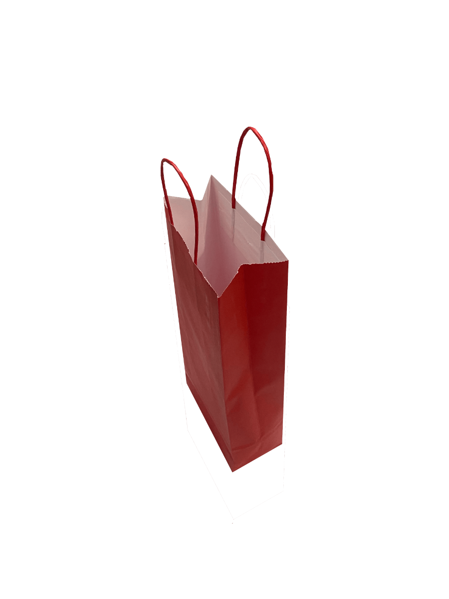 Shopper per bottiglie color rosso 14x8x39cm Kraft 110 g/m² (50 pezzi) [PAWF1439R]