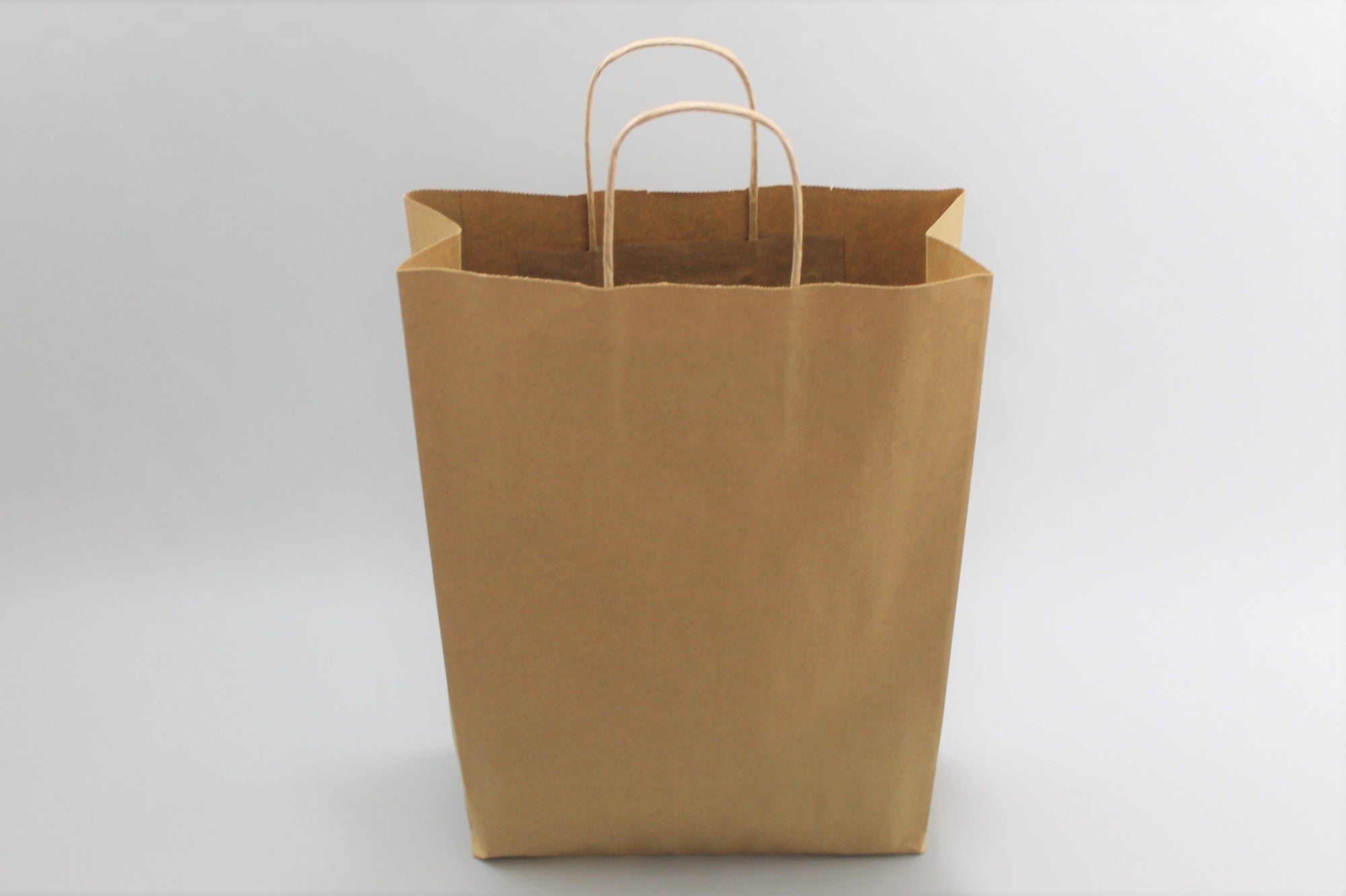 Shopper per bottiglie colore marrone 26x8x39cm + divisorio in cartone Kraft 110 g/m² (50 pezzi) [PAWF2639]