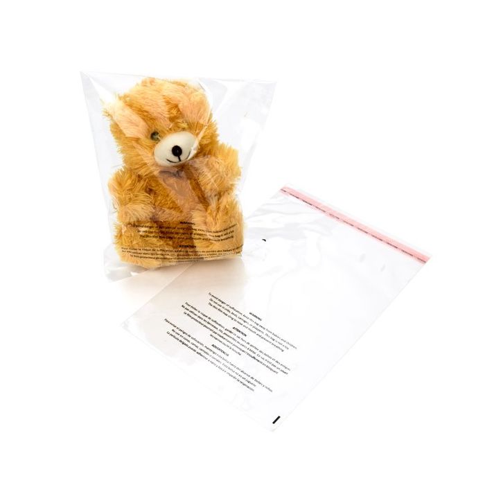 Sacchetti di plastica trasparenti con avviso di soffocamento 15.2x22.9cm richiudibili (100 pezzi) [PFW169]