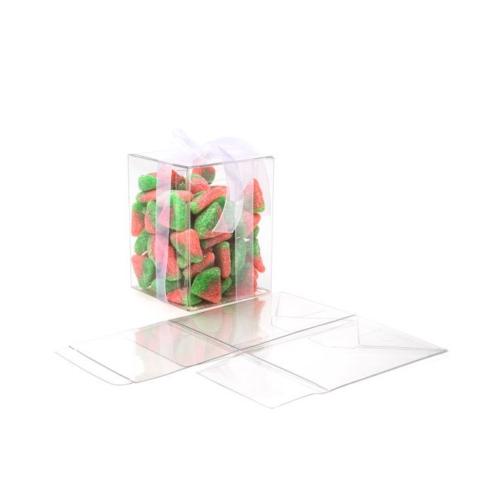 Scatole trasparenti 7.6x7.6x10.2cm trasparente con fondo pop up (25 pezzi) [PLB102]