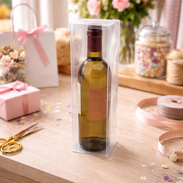 Scatole regalo in plastica per bottiglie trasparenti 8x8x32cm (25 pezzi) [PLB176]