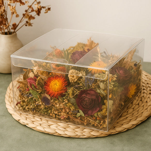 Scatole trasparenti 20.6x20.6x7.6cm adatte al contatto alimentare con fondo pop up (25 pezzi) [PLB207]