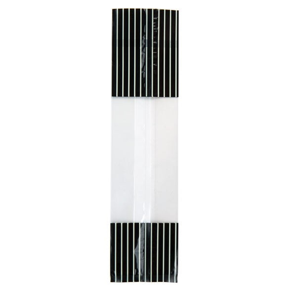 Sacchetti SOS stampati neri con strisce color crema 6.7x4.8x27.3cm con soffietto (100 pezzi) [G2BKC]