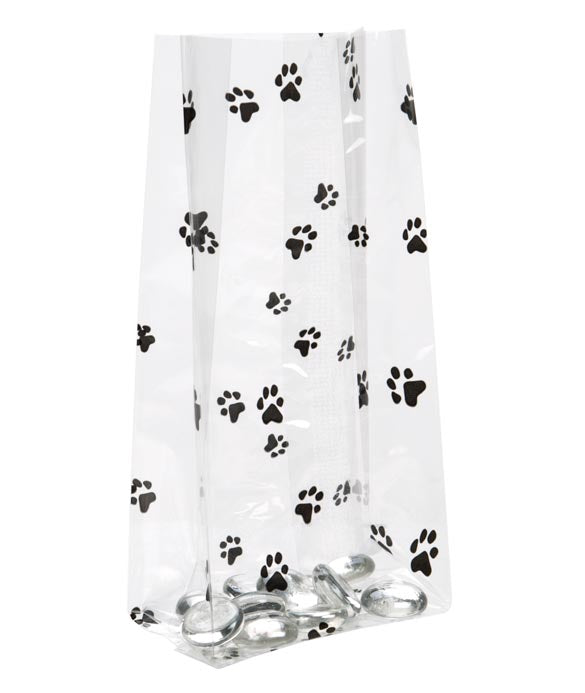 Sacchetti SOS stampati "Zampe di cane" 8.9x5.1x19.1cm con soffietto (100 pezzi) [G3PAW]