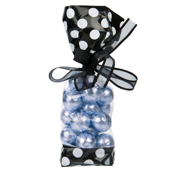 Sacchetti SOS stampati neri con punti bianchi 6.7x4.8x27.3cm con soffietto (100 pezzi) [G2BW]