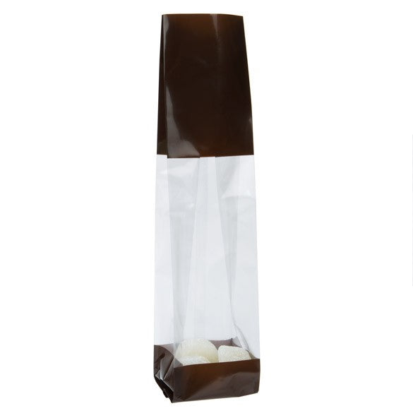 Sacchetti SOS stampati marroni 5.1x4.8x24.1cm con soffietto (100 pezzi) [G1BN]