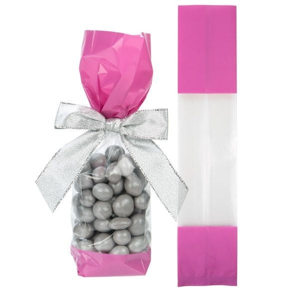 Sacchetti SOS stampati rosa 5.1x4.8x24.1cm con soffietto (100 pezzi) [G1PK]