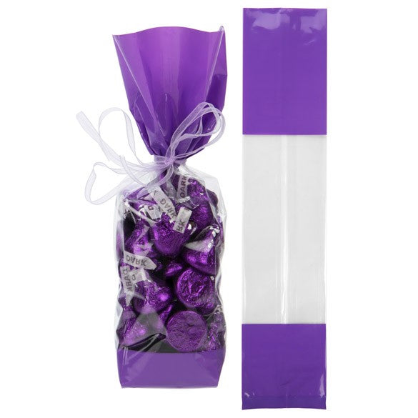 Sacchetti SOS stampati viola 5.1x4.8x24.1cm con soffietto (100 pezzi) [G1PL]