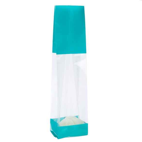Sacchetti SOS stampati color turchese 5.1x4.8x24.1cm con soffietto (100 pezzi) [G1TL]