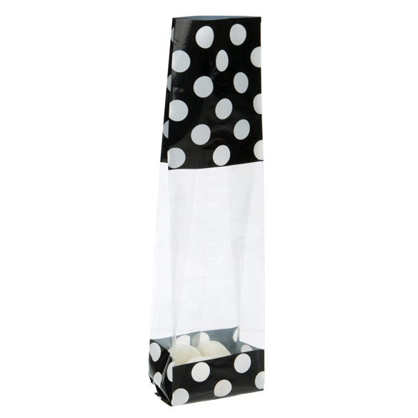 Sacchetti SOS stampati neri con punti bianchi 6.7x4.8x27.3cm con soffietto (100 pezzi) [G2BW]