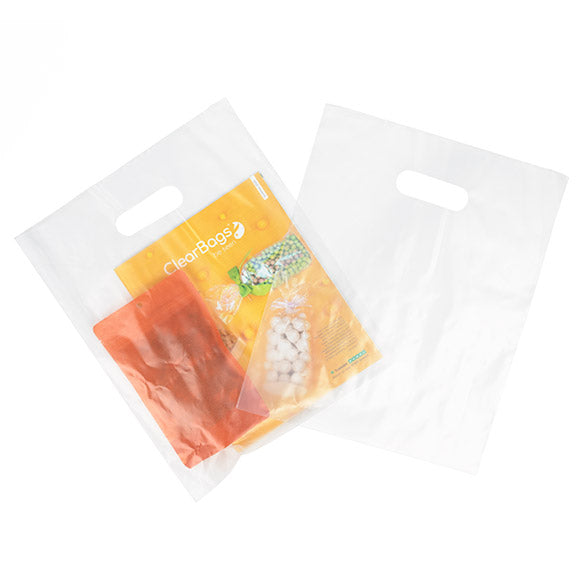 Buste con manico a fagiolo effetto smerigliato (20% contenuto riciclato) 30,5x38,1cm (100 pezzi) [H1215FT1R]