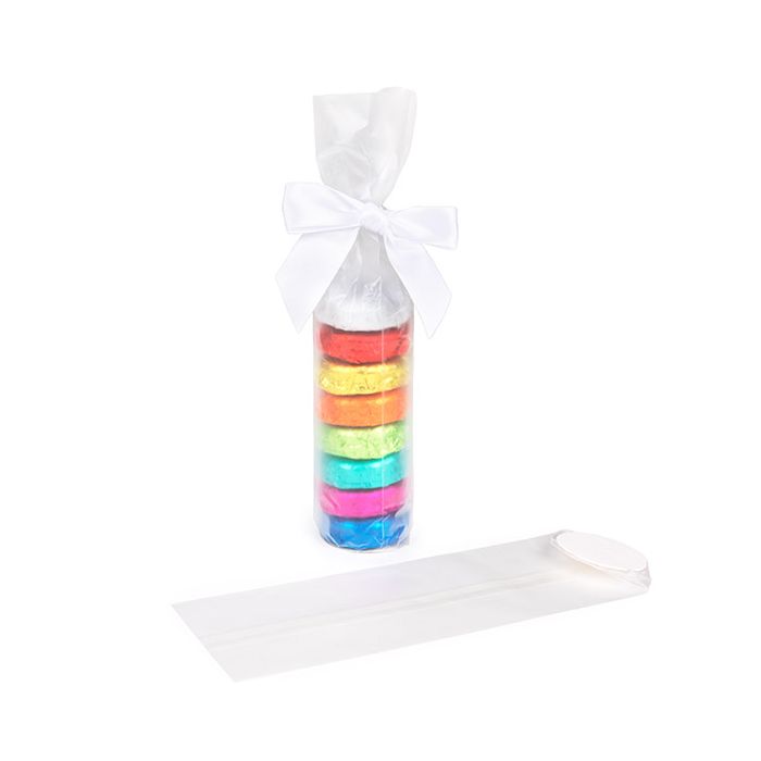 Frosted Sacchetto di plastica trasparente fondo rotondo 5,1x25,4 cm e con inserto bianco (50 pezzi) [RPBGF1]