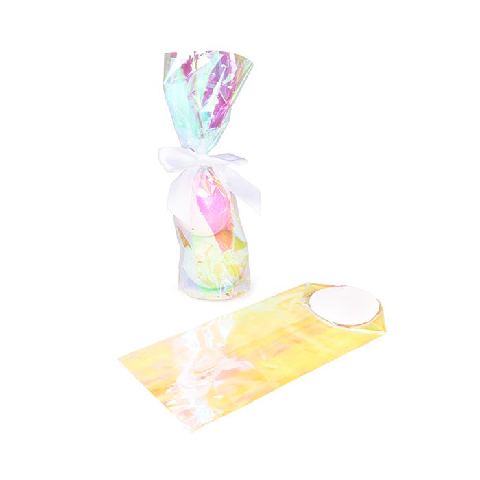 Sacchetto di plastica Iridescent Ronde Bodem 7x25,4 cm e con inserto bianco (50 pezzi) [RPBGH2]