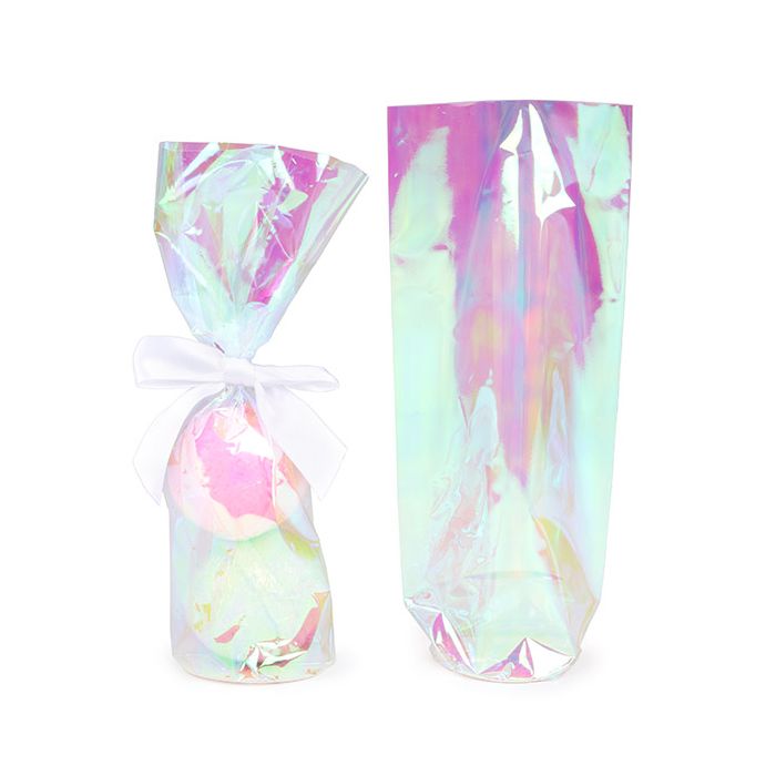 Sacchetto di plastica Iridescent Ronde Bodem 7x25,4 cm e con inserto bianco (50 pezzi) [RPBGH2]