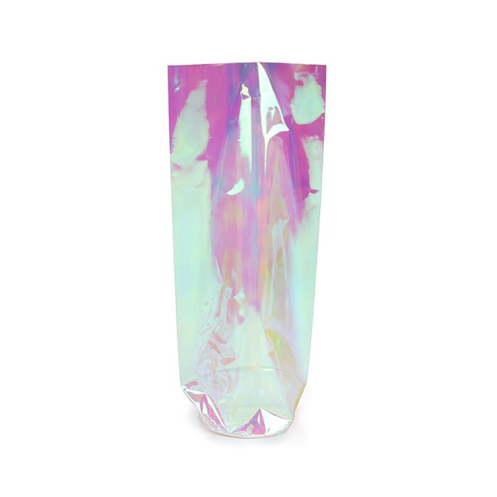 Sacchetto di plastica Iridescent Ronde Bodem 7x25,4 cm e con inserto bianco (50 pezzi) [RPBGH2]