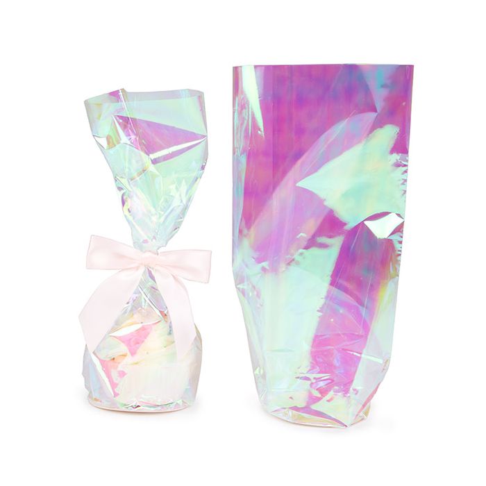 Sacchetto di plastica Iridescent Ronde Bodem 8,3x25,4 cm e con inserto bianco (50 pezzi) [RPBGH3]