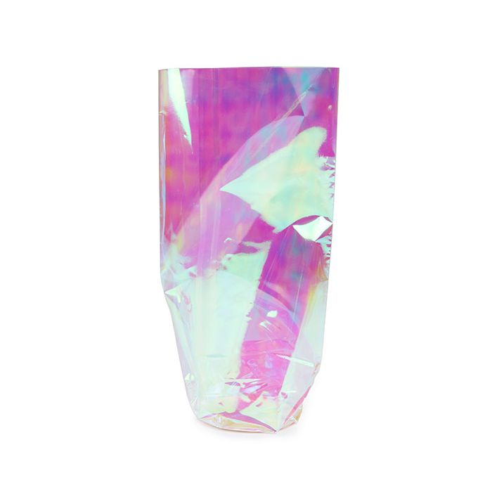 Sacchetto di plastica Iridescent Ronde Bodem 8,3x25,4 cm e con inserto bianco (50 pezzi) [RPBGH3]
