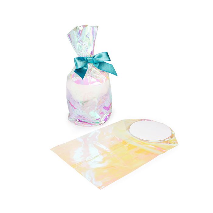 Sacchetto di plastica Iridescent Ronde Bodem 10,2x25,4 cm e con inserto bianco (50 pezzi) [RPBGH4]