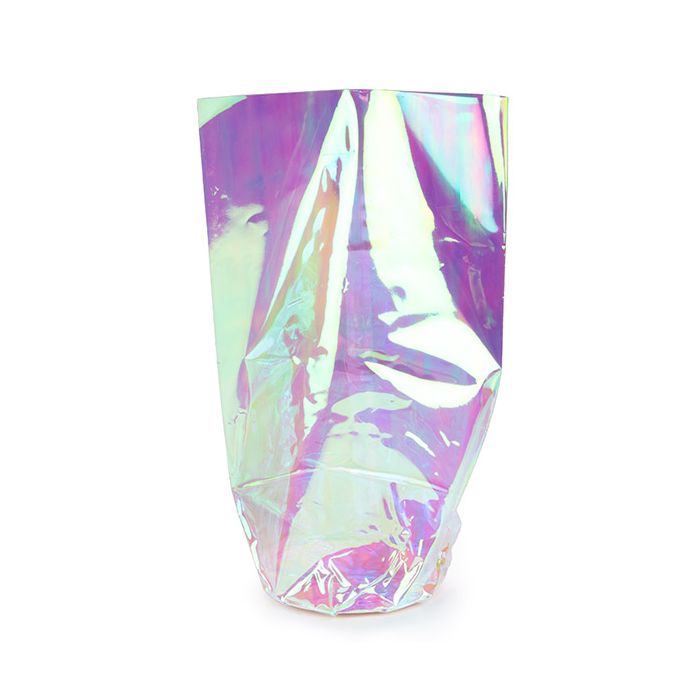 Sacchetto di plastica Iridescent Ronde Bodem 10,2x25,4 cm e con inserto bianco (50 pezzi) [RPBGH4]