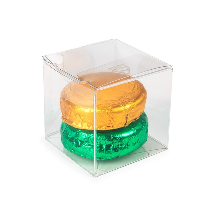 Scatola trasparente con fondo automatico rPET  5.1x5.1x5.1 cm (25 pièces) [PLB104R]