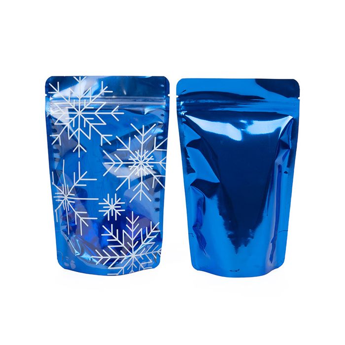 Buste doypack Blu snowflake print 13x7,9x20,6cm (25 Pezzi) [ZBGSW3S]