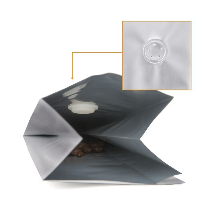 Sacchetto per caffè argento con valvola 8,5x6,5x33cm (50 pezzi) [SGC2S]