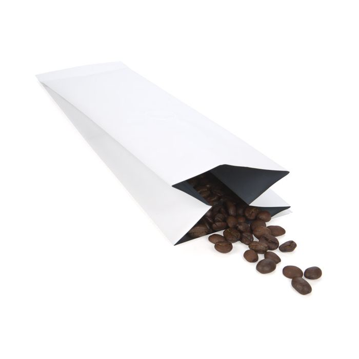 Sacchetto per caffè bianco opaco con valvola 8,5x6,5x33 cm 450 grammi (50 pezzi) [SGC2WM]