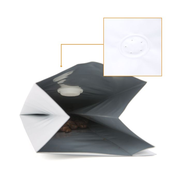 Sacchetto per caffè bianco opaco con valvola 8x6x26 cm 285 grammi (50 pezzi) [SGC1WM]