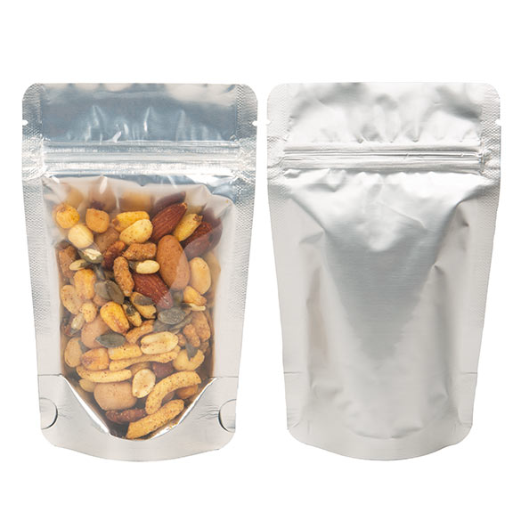 Buste doypack trasparenti/argento 9.5x5.5x15.5cm | 57 grammi (100 pezzi) [ZBGS35]