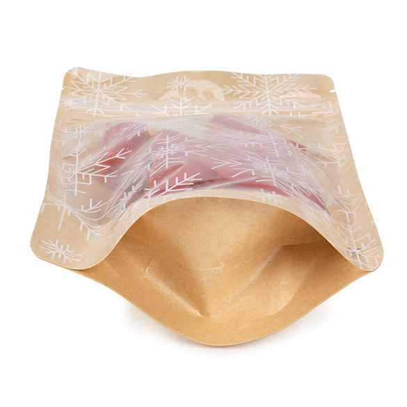 Buste doypack Kraft Trasparente/Stampa di cristalli di ghiaccio 13x7,9x20,6 cm (25 pezzi) [ZBGSW3KS]