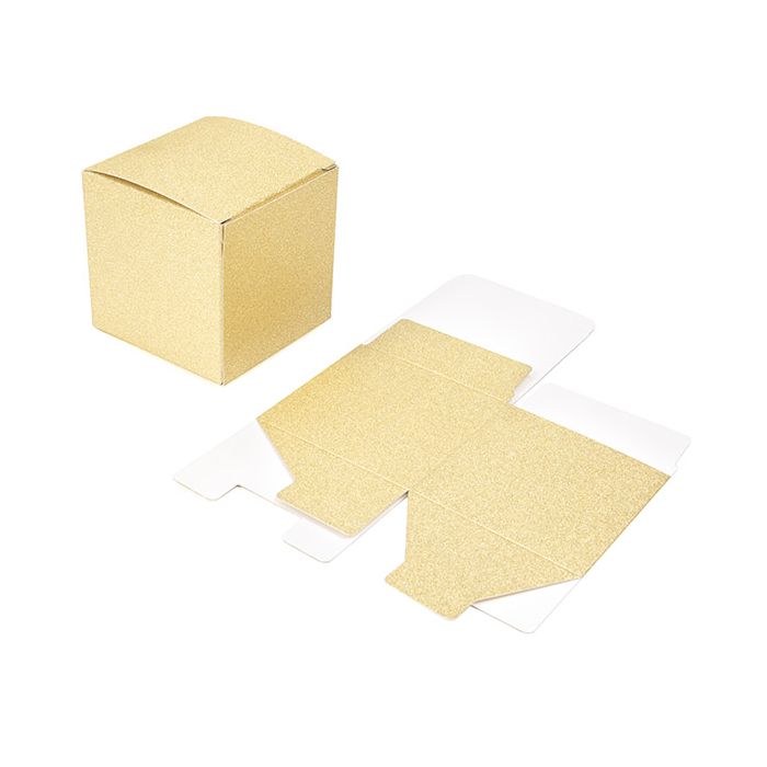 Scatola pieghevole Oro Glitter 7,6x7,6x7,6cm (25 Pezzi) [FB2GG]