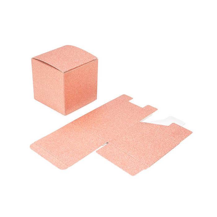 Scatola pieghevole Rose Gold Glitter 7,6x7,6x7,6cm (25 pezzi)[FB2RG]