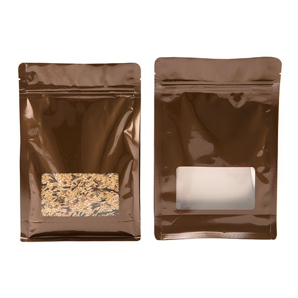 Buste doypack Bronzo con finestra 12.7x4.4x16.5cm (100 pezzi) [SQMS3BZ]