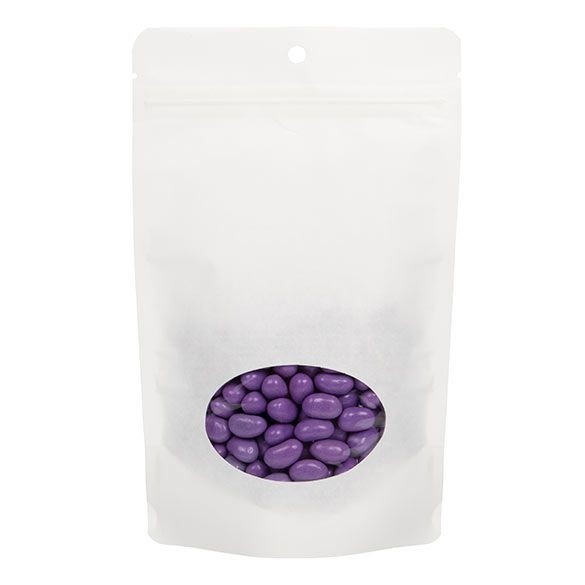 Buste doypack compostabili kraft bianco 13x7.9x20.6cm con finestra ovale | 113 grammi (100 pezzi) [ZBGEO3W]