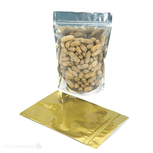 Buste doypack trasparenti/oro 17.8x9.8x25.2cm | 283 grammi (100 pezzi) [ZBGG69]