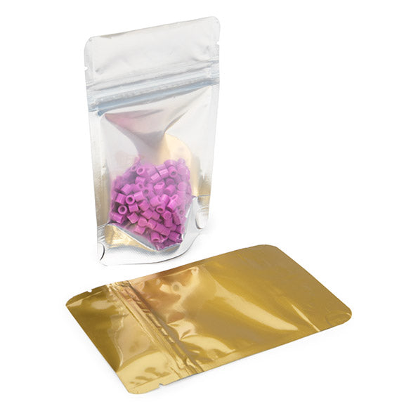 Buste doypack trasparenti/oro 8x5x13cm | 28 grammi (100 pezzi) [ZBGG1]